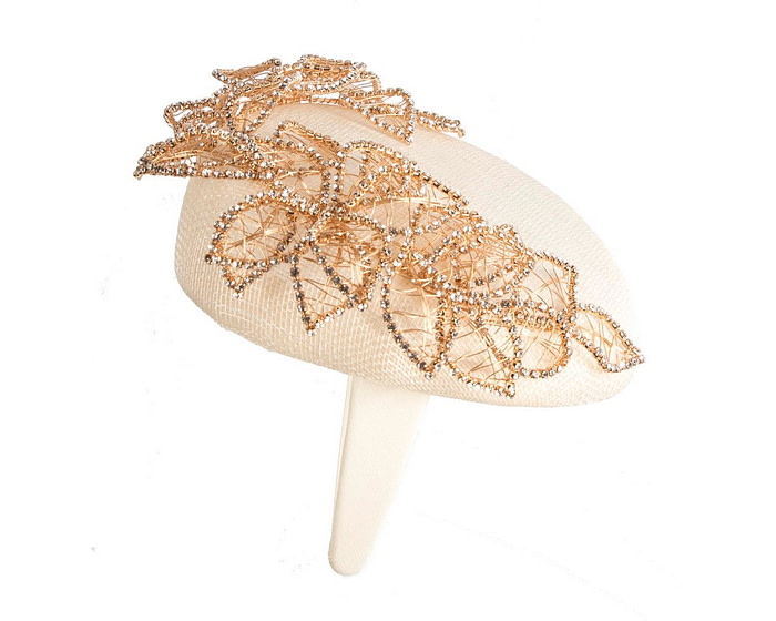 Designer cream and gold pillbox fascinator by Fillies Collection - Image 3