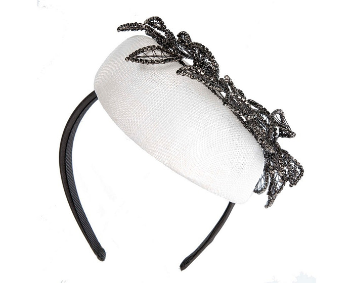 Designer white and black pillbox fascinator by Fillies Collection - Image 6