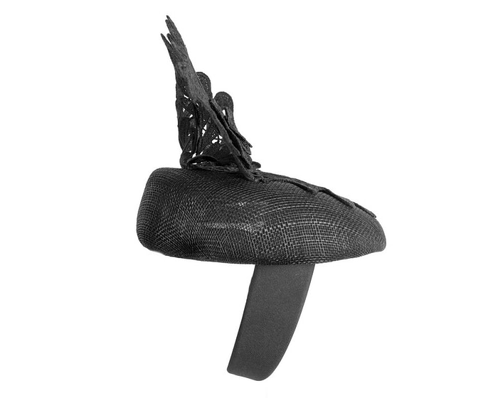 Elegant Black Pillbox Fascinator with Lace - Image 4