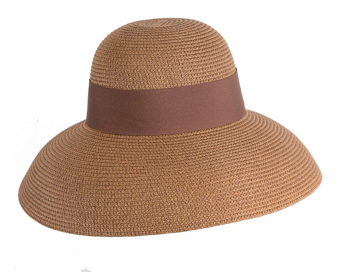 Elegant tan ladies summer beach hat - Image 2