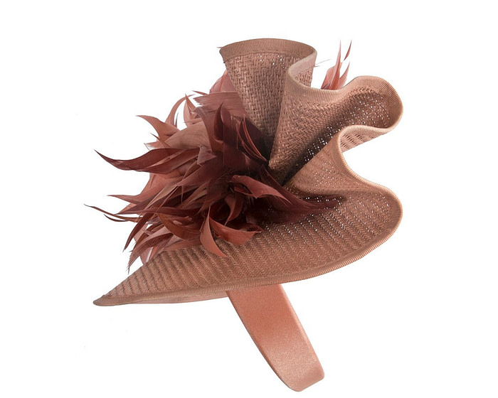 Taupe racing fascinator by Cupids Millinery - Image 4