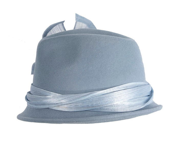 Light blue ladies winter fashion felt fedora hat by Fillies Collection F660 - Image 3