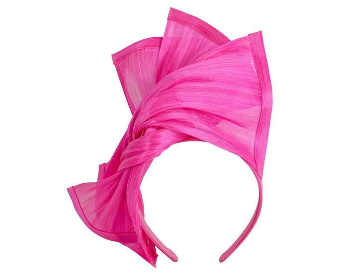 Bespoke hot pink silk abaca racing fascinator by Fillies Collection - Image 2