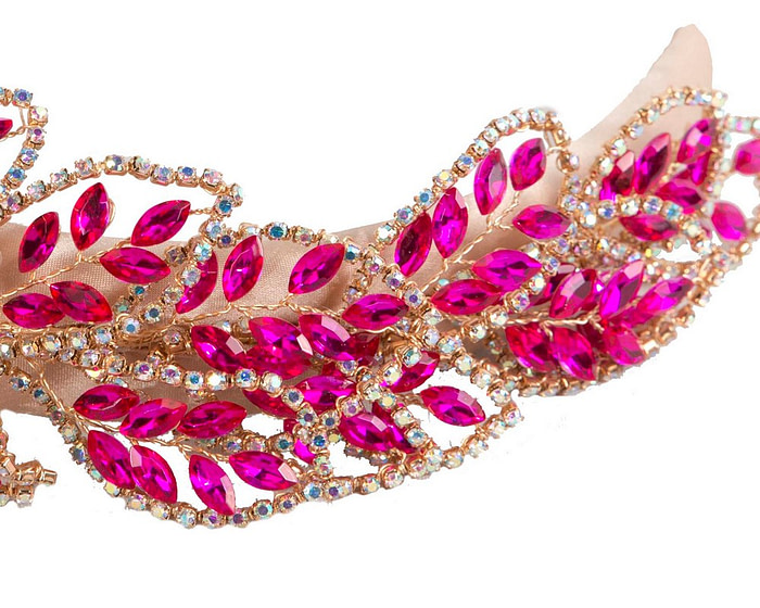 Fuchsia & Gold fascinator headband by Cupids Millinery - Image 3