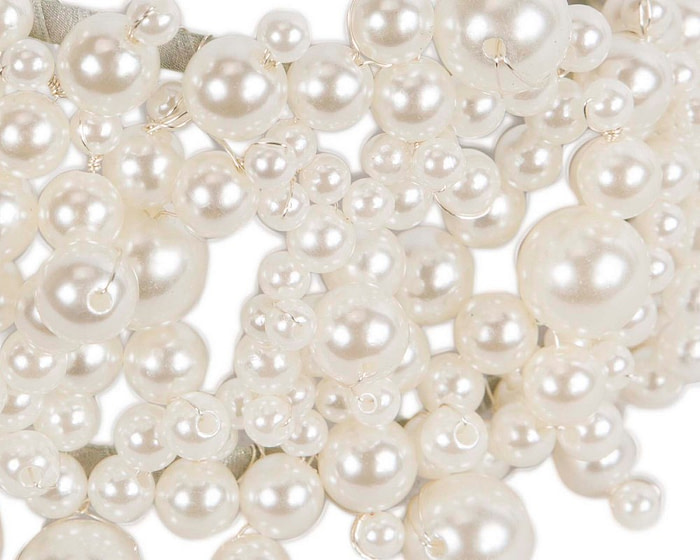 Wide cream pearl fascinator headband - Image 3