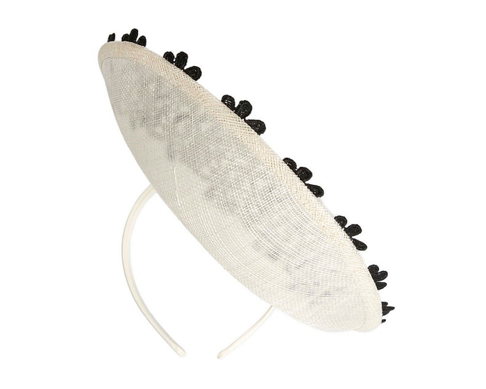 Embroidered Cream & Black Fascinator by Fillies Collection - Image 6
