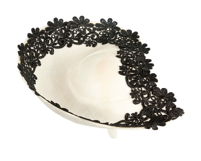 Embroidered Cream & Black Fascinator by Fillies Collection - Image 4