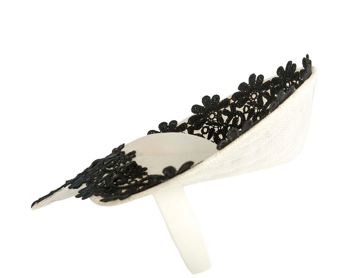 Embroidered Cream & Black Fascinator by Fillies Collection - Image 3