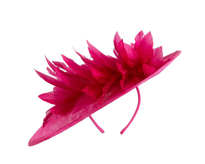 Large fuchsia sinamay fascinator hat by Max Alexander - Image 6