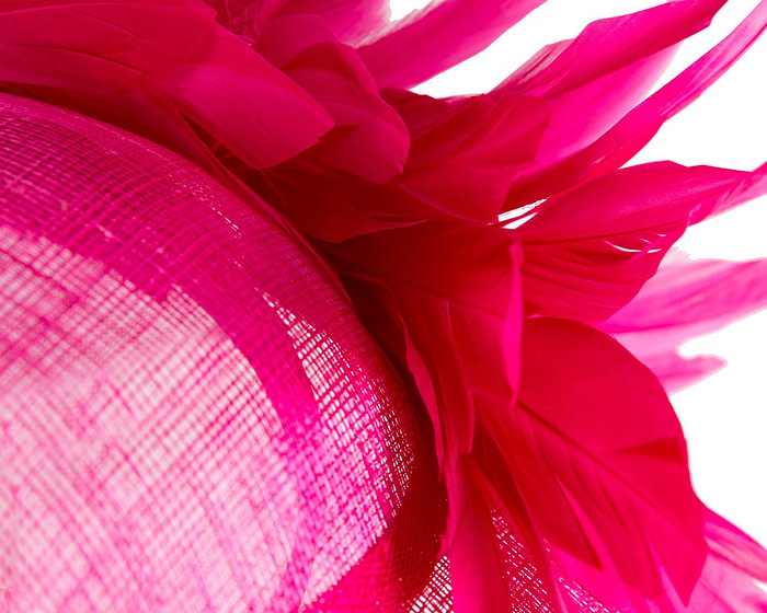 Large fuchsia sinamay fascinator hat by Max Alexander - Image 5