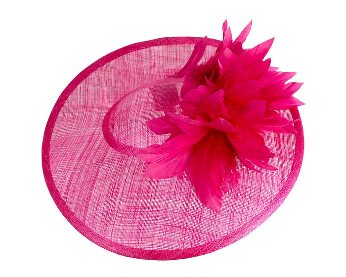 Large fuchsia sinamay fascinator hat by Max Alexander - Image 4