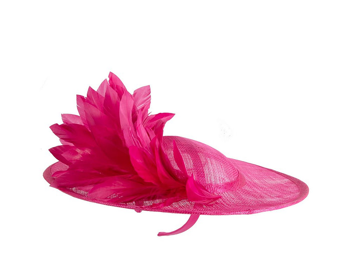 Large fuchsia sinamay fascinator hat by Max Alexander - Image 3
