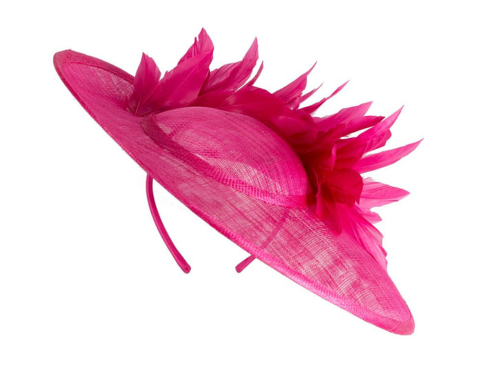 Large fuchsia sinamay fascinator hat by Max Alexander - Image 2