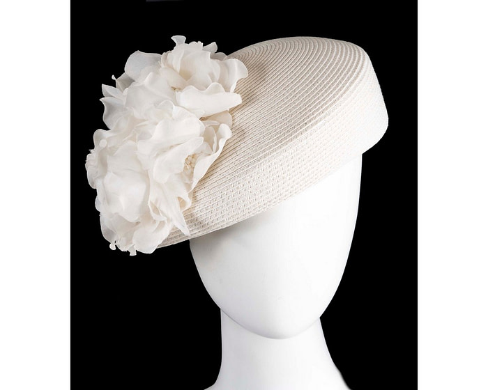 Modern cream beret hat with flowers by Max Alexander