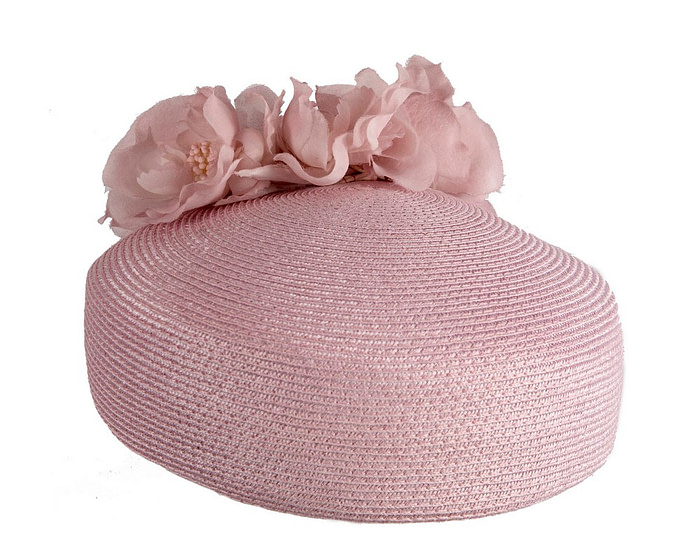 Modern dusty pink beret hat with flowers by Max Alexander - Image 4