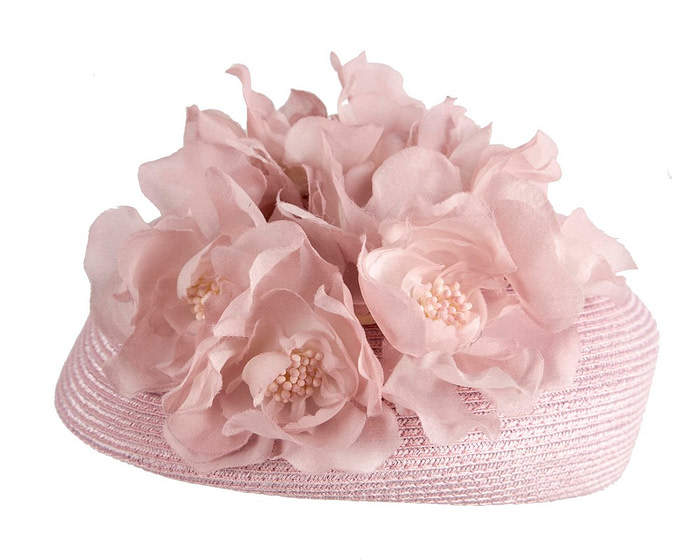 Modern dusty pink beret hat with flowers by Max Alexander - Image 3