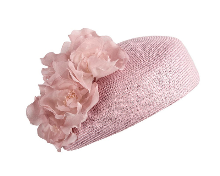 Modern dusty pink beret hat with flowers by Max Alexander - Image 2