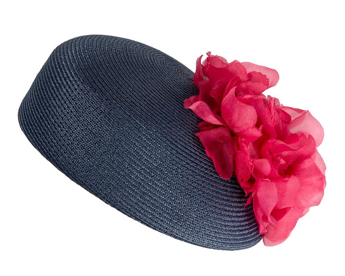 Modern navy beret hat with red flowers by Max Alexander - Image 6
