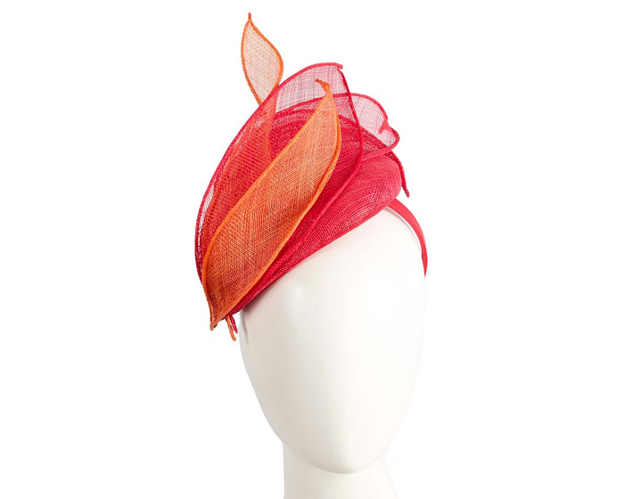 Red & Orange sinamay pillbox fascinator by Max Alexander