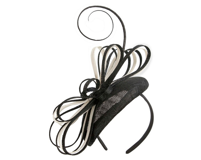 Black & Cream sinamay pillbox fascinator by Max Alexander - Image 2
