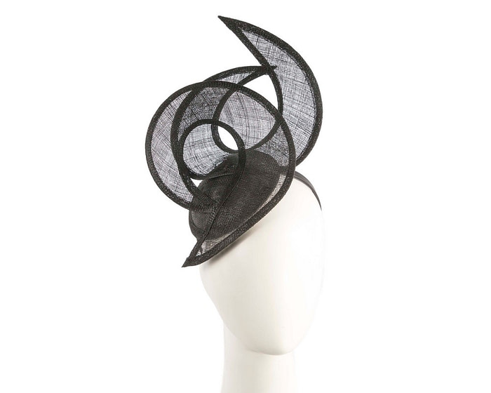 Edgy black sinamay fascinator by Max Alexander
