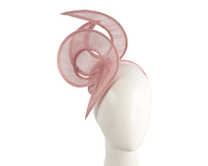 Edgy dusty pink sinamay fascinator by Max Alexander
