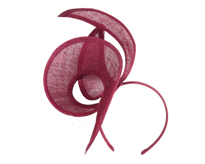 Edgy wine-colored sinamay fascinator by Max Alexander - Image 2