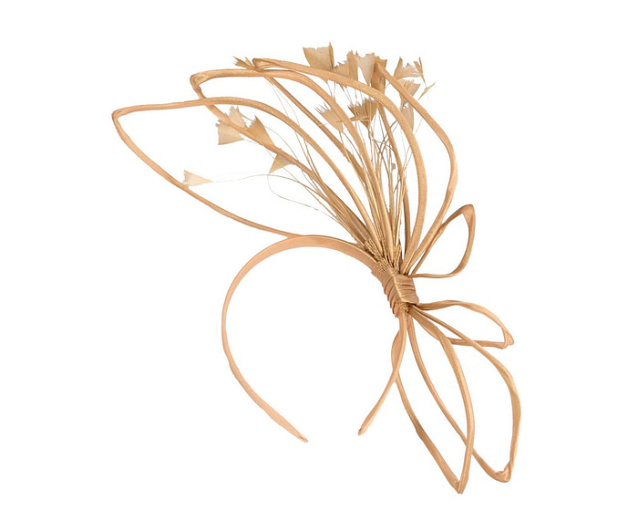 Thin outline gold fascinator with feathers - Image 4