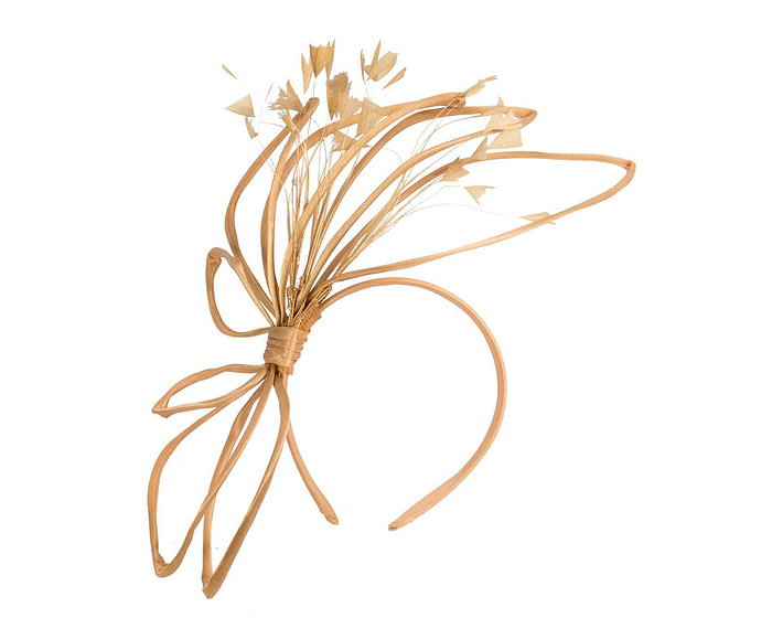 Thin outline gold fascinator with feathers - Image 2