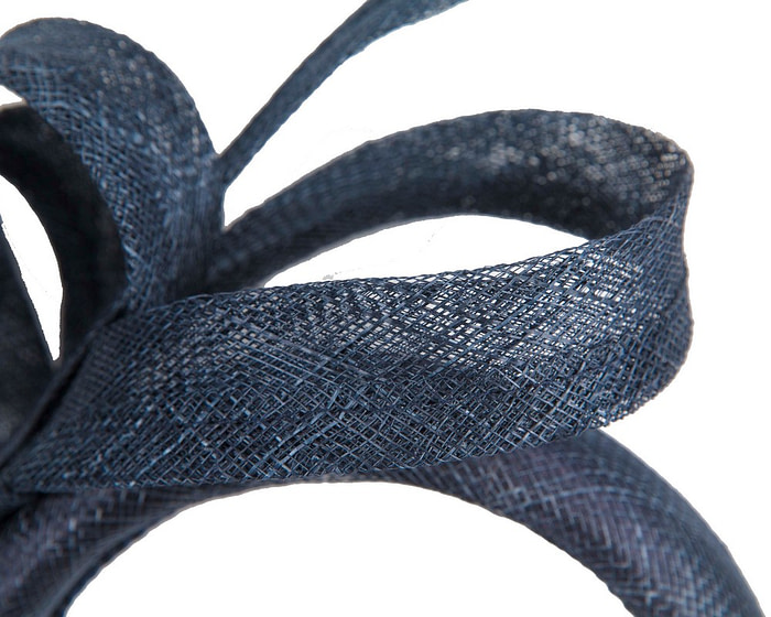Sculpted navy sinamay bow headband - Image 3
