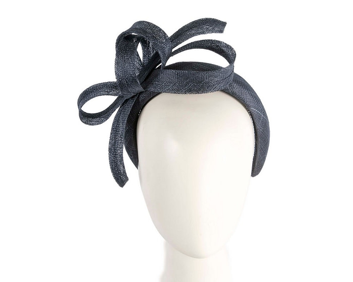 Sculpted navy sinamay bow headband