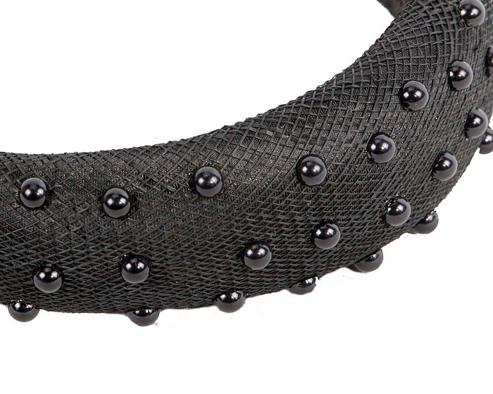 Black sinamay headband with pearls by Max Alexander - Image 3