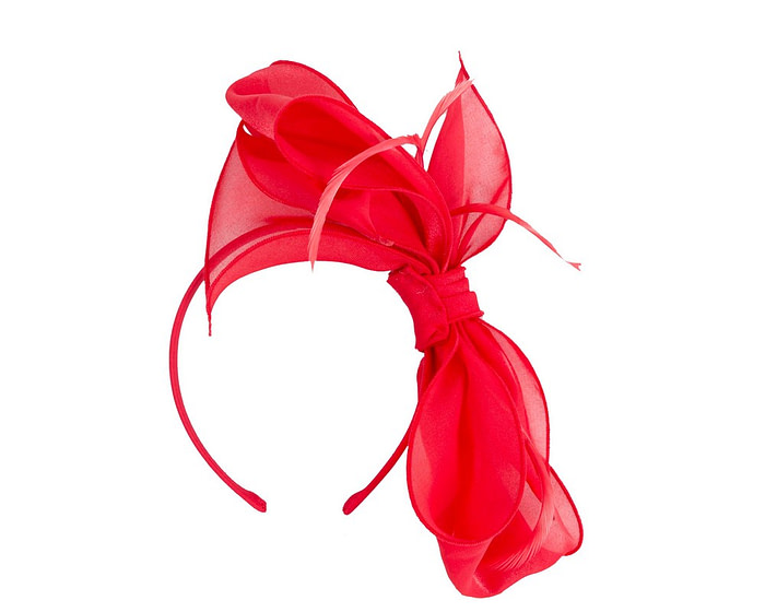 Red organza bow fascinator by Max Alexander - Image 4