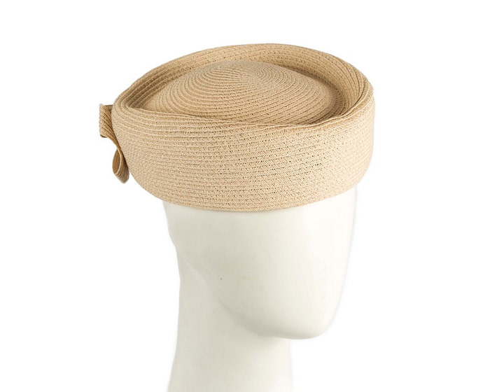 Soft beige pillbox hat by Max Alexander