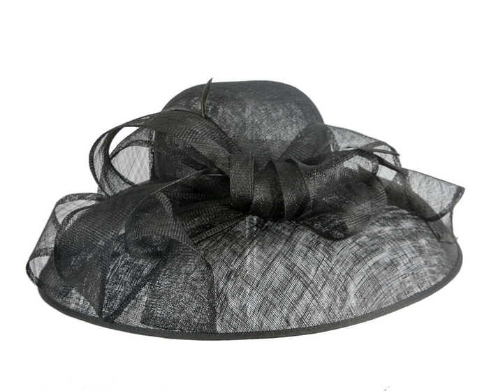 Large black sinamay fashion hat by Max Alexander - Image 4