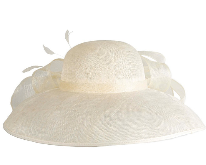 Large cream sinamay fashion hat by Max Alexander - Image 4