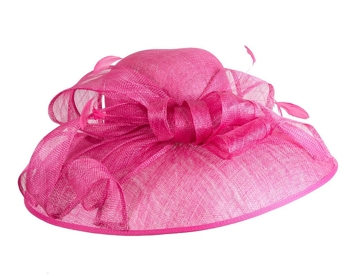 Large fuchsia sinamay fashion hat by Max Alexander - Image 4