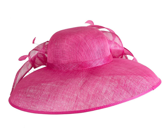 Large fuchsia sinamay fashion hat by Max Alexander - Image 3