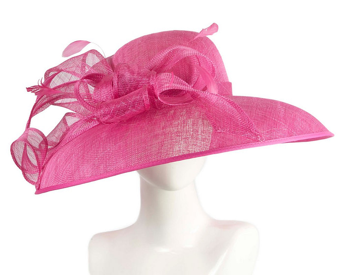 Large fuchsia sinamay fashion hat by Max Alexander