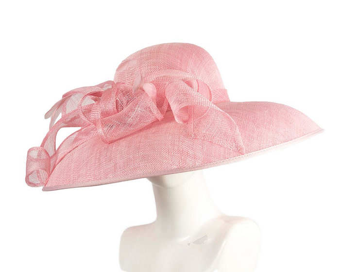 Large pink sinamay fashion hat by Max Alexander