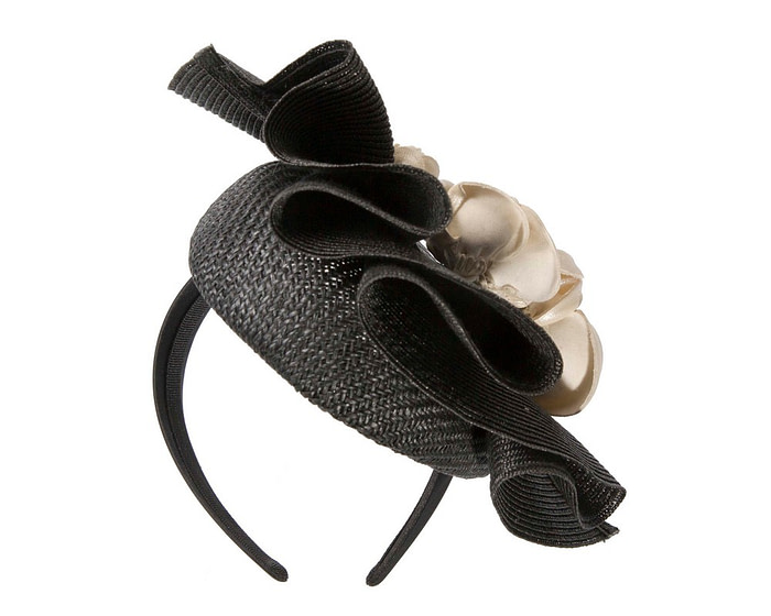 Black pillbox with cream leather flowers by Fillies Collection - Image 6
