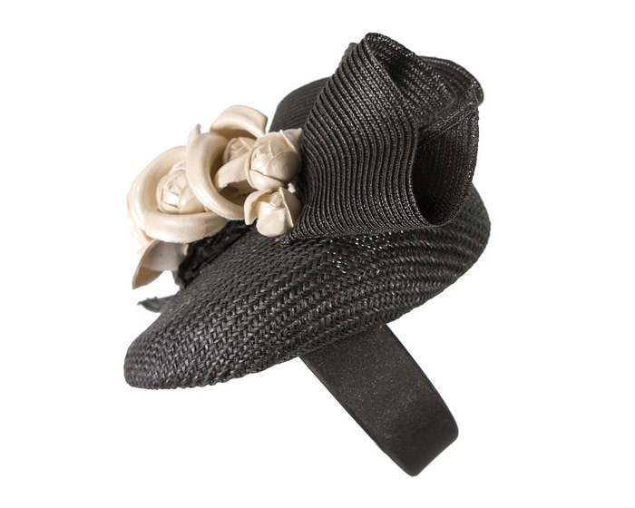 Black pillbox with cream leather flowers by Fillies Collection - Image 3