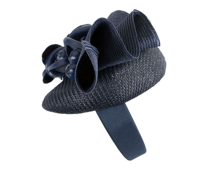Navy pillbox with leather flowers by Fillies Collection - Image 3
