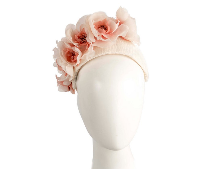Cream & coral designers flower headband by Fillies Collection