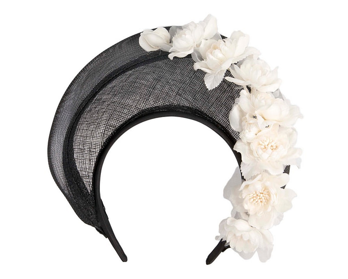 Black & cream crown fascinator by Fillies Collection - Image 2