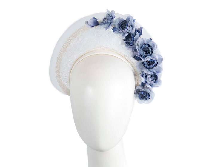 Cream & blue crown fascinator by Fillies Collection