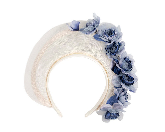 Cream & blue crown fascinator by Fillies Collection - Image 2
