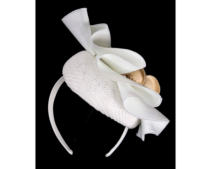 White pillbox with gold leather flowers by Fillies Collection - Image 6