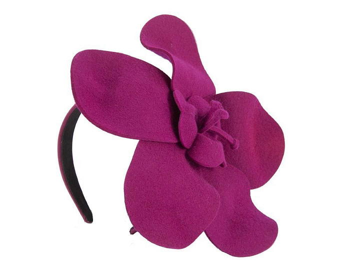 Unusual fuchsia felt Max Alexander winter racing fascinator - Hats From OZ