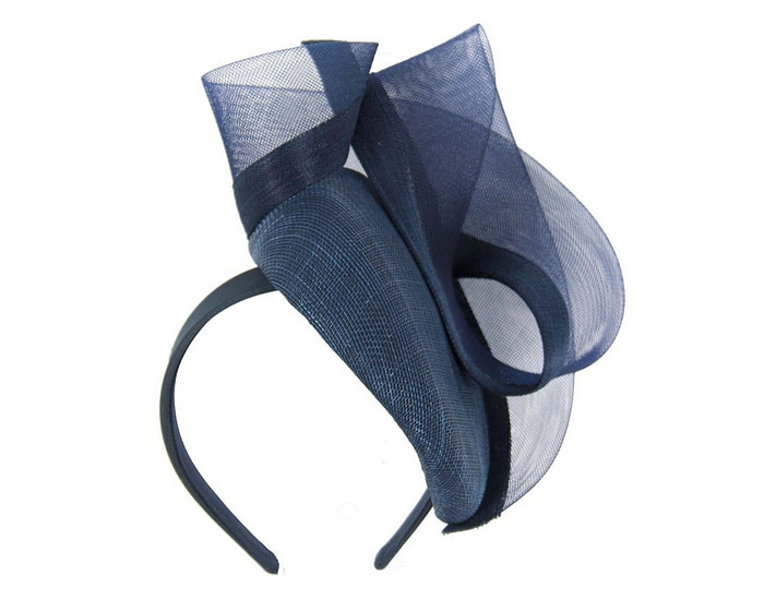 Tall navy pillbox fascinator - Hats From OZ